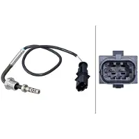 Hella Temperatuursensor uitlaatgas, geschroefd, 2-polig, 320 mm kabel, , voor CHRYSLER
