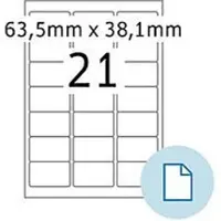 Herma Etiketten 8417, permanente kleefstof, bedrukbaar, B 63,5 x H 38,1 mm, papier, wit, 10500 stuks/500 vellen