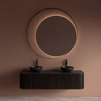 Gliss Design Spiegel kosmos mat zwart met frame en indirecte led verlichting 100 cm