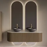 Gliss Design Spiegel selene tweedelig met indirecte led verlichting en verwarming 50x140 + 50x25 cm
