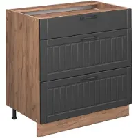 Vicco Fame-Line Keukenonderkast – 80 cm met 3 laden, zonder werkblad Donkergrijs