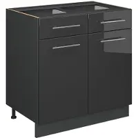 Vicco Keukenonderkast Fame-Line Antraciet Hoogglans 80 cm , WB Eik, Model 56785