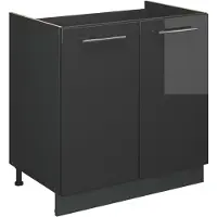 Vicco Fame-Line Wastafelkast – 80 cm, WB Marmer Antraciet Hoogglans
