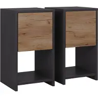 Vicco Evo Nachtkastje – Set van 2 Antraciet/gouden eik