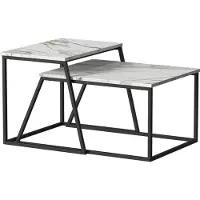 Vicco Myra Salontafel set – 60 x 50 cm 2 delen Zwart/marmer-wit