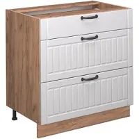 Vicco Fame-Line Keukenonderkast – 80 cm met 3 laden, zonder werkblad Wit Landhuis