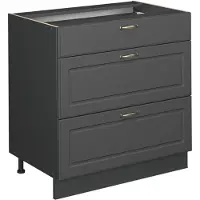 Vicco Keukenonderkast Fame-Line Anthrazit-Gold Landhaus 80 cm met 3 laden, zonder werkblad, Model 57277