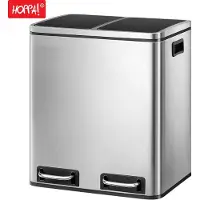 Hoppa! | Prullenbak 30L | Zilver | Metaal | 41 x 36 x 47 cm (B x D x H)