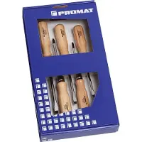 Promat /Tecwerk Schroevendraaierset | 5-delig sleuf / PH | houten greep | ronde kling met 6-kant aanzet - 4000827116