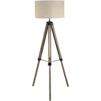 Searchlight Landelijke vloerlamp Easel 145cm Tripod hout met taupe