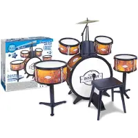 Bontempi - drumstel - speelgoed muziekinstrument - 6-delig met kruk en realistisch geluid.