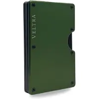 Veltra Wallet | Aluminium Pasjeshouder met RFID-bescherming – Moneyclip – 15 Pasjes – Verend Mechanisme – Mannen & Vrouwen - Olijfgroen