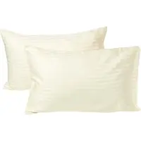 Homescapes Kinder Kussensloop 40x60 cm – Set van 2 – Geel – Satijnstreep 100% Egyptisch Katoen – OEKO-TEX