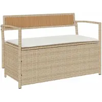 vidaXL Tuinbank met kussen beige polyrotan
