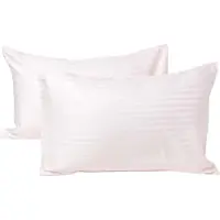 Homescapes Kinder Kussensloop 40x60 cm – Set van 2 – Roze – Satijnstreep 100% Egyptisch Katoen – OEKO-TEX