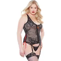 Allure (All) Kanten Kruisloze Hooguitgesneden Teddy - Plus Size black
