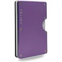 Veltra Wallet | Aluminium Pasjeshouder met RFID-bescherming – Moneyclip – 15 Pasjes – Verend Mechanisme – Mannen & Vrouwen - Lavendelpaars