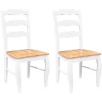 vidaXL Eetkamerstoelen 2 stuks Wit Massief Hout Rubber