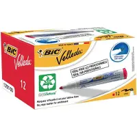 BIC 1701 Niet-permanent Whiteboard-marker Rood Breed Ronde punt - 51% Gerecycled 12 Stuks