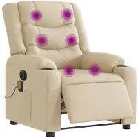 vidaXL Massagestoel elektrisch verstelbaar stof crèmekleurig