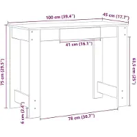 vidaXL Bureau 100x45x75 cm bewerkt hout sonoma eikenkleurig