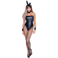 Cottelli - bunny kostuum - glanzend, sexy konijnenset - 5-delig - XL