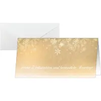 Sigel Kerstkaarten Gouden Kerstnacht, DIN lang, sneeuwvlokmotief, geschikt voor printer/kopieerapparaat, enveloppen, FSC papier, goud, 25 stuks