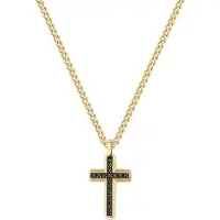 Brosway BACKLINER BBC02 GOLD-PLATED KRUIS KETTING MET ZWARTE ZIRKONIA'S 1 STUK