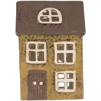 Clayre & Eef Waxinelichthouder Huis 10x7x14 cm Groen Keramiek
