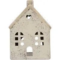 Clayre & Eef Waxinelichthouder Huis 11x7x16 cm Grijs Keramiek
