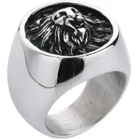 Mendes heren ring Leeuw Edelstaal Zilverkleurig-21.5mm