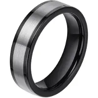 Mendes Wolfraam heren ring smal model Zwart Zilverkleurig 6mm-21.5mm