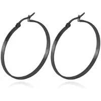Cilla Jewels Dames oorringen Edelstaal Zwart-60mm