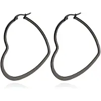 Cilla Jewels Dames oorringen Edelstaal Zwart hartje-40mm
