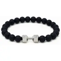 Memphis kralen armband Matte Onyx Dumbbell Silver