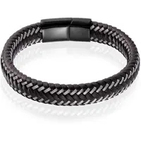 LGT JWLS Heren armband Leer Edelstaal LGT Jewels Zwart Bruin - 19cm