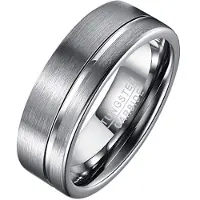 TJ Tom Jaxon Wolfraam heren ring Groef Zilverkleurig-17mm