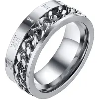 Mendes heren ring Cuban Link Roman Numeral Silver-21.5mm