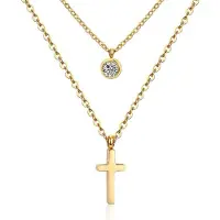 Cilla Jewels Gelaagde dames ketting Edelstaal Verguld Goudkleurig Kruis