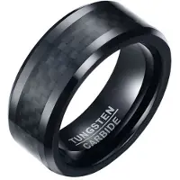 Mendes Wolfraam heren ring Carbon Fiber Zwart 8mm-19mm