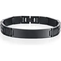 Mendes ID Armband Edelstaal Carbon Fibre Zwart