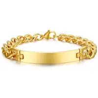 Mendes ID Armband Heren Edelstaal Graveerplaat Goudkleurig - 21cm