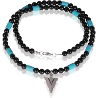 Memphis kralen ketting Zwart Agaat Arrow - 50cm