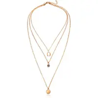 LGT JWLS Gelaagde goudkleurige ketting Wishing Bone muntje en Zirkonia
