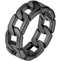Mendes Edelstaal heren ring Cuban Link Zwart-18mm