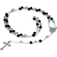 LGT JWLS LGT Jewels Rozenkrans Edelstaal Kralen Zwart Zilverkleurig