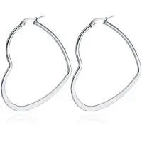 Cilla Jewels Dames oorringen Edelstaal Zilverkleurig hartje-60mm