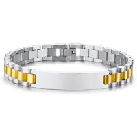 TJ Tom Jaxon Heren armband Tom Jaxon Edelstaal Graveerplaat Goudkleurig Zilverkleurig - 21cm
