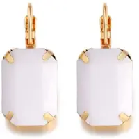 Deja Jewels Goudkleurige oorbellen voor dames met een grote witte steen