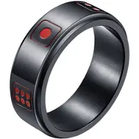 LGT JWLS Stalen mannen ring Dobbelsteen spinner Zwart Rood-18mm